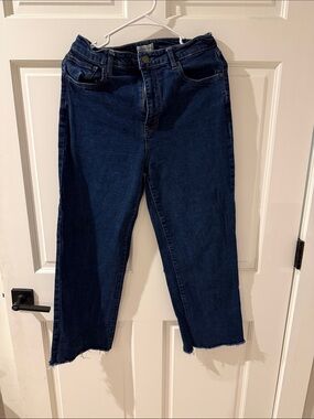 High-Rise Dark Blue Wide-Leg Jeans for Women